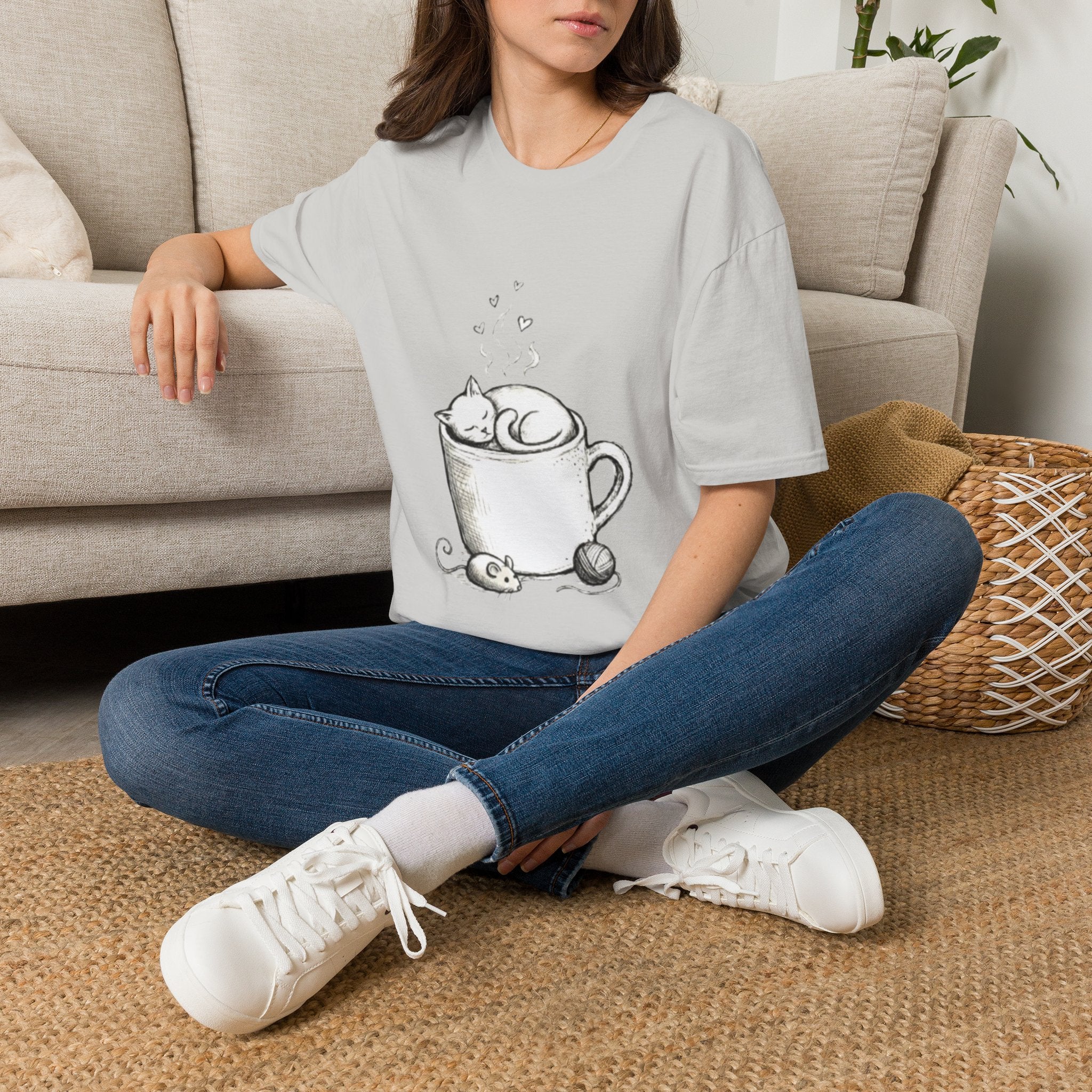 Cute Sleeping Kitten Sketch Tee