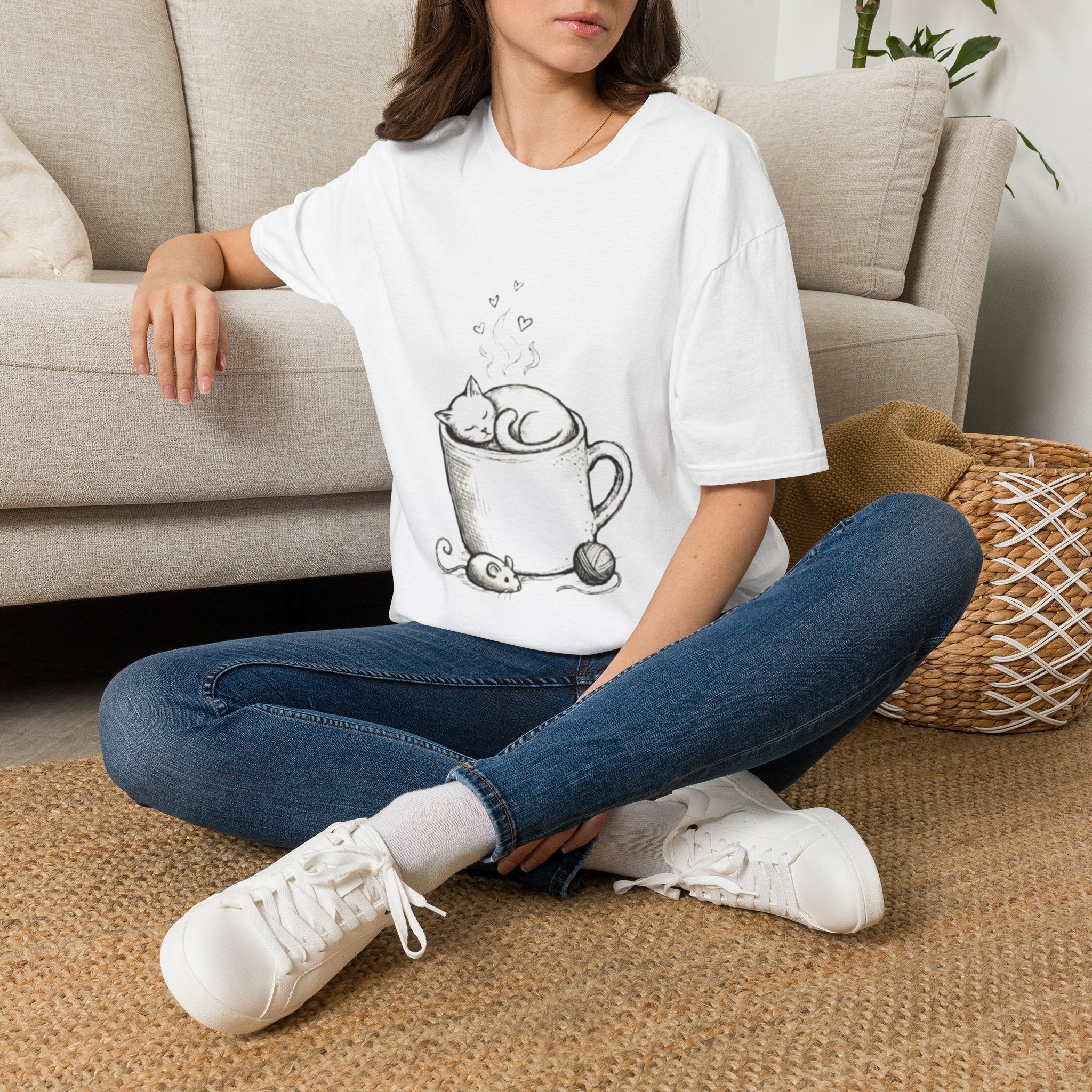 Cute Sleeping Kitten Sketch Tee